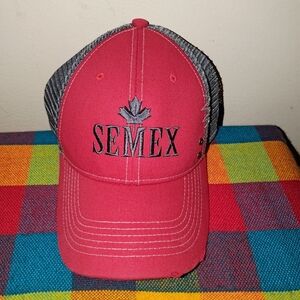 SEMEX Embroidered Logo Distressed Trucker Mesh Strap-on Hat Cap